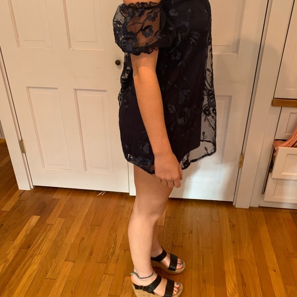 Navy blue off the shoulder dress - Picture 2 of 4